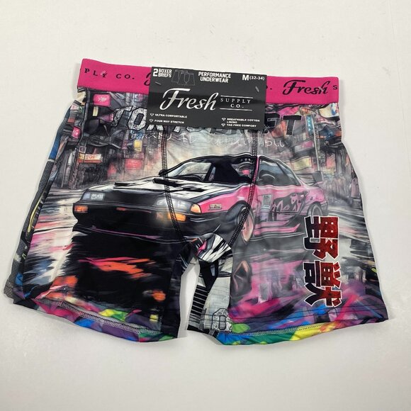 NWT Fresh Supply Co Boxer Briefs - 2 Pack - Tokyo Drift Print - Picture 1 of 6